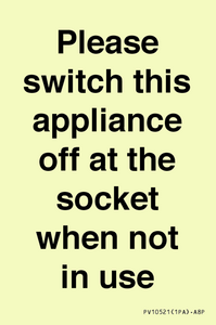 Please switch this appliance off at the socket when not in use